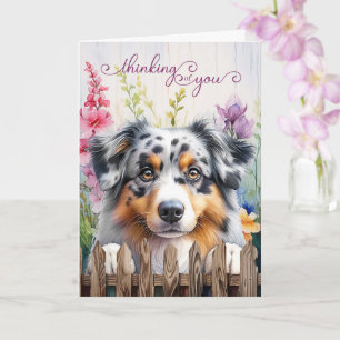 Australian Shepherd Dog Fence Thinking of You Card