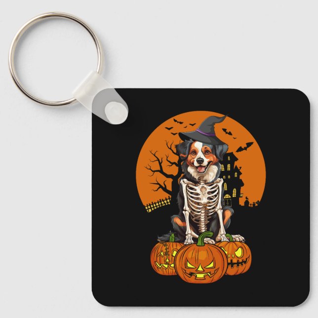  Australian Shepherd Dog Halloween Key Ring (Front)