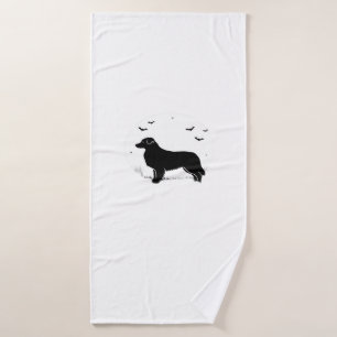Australian Shepherd Dog � Halloween Moon Silhouett Bath Towel
