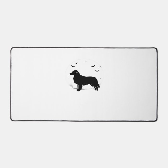 Australian Shepherd Dog – Halloween Moon Silhouett Desk Mat (Front)