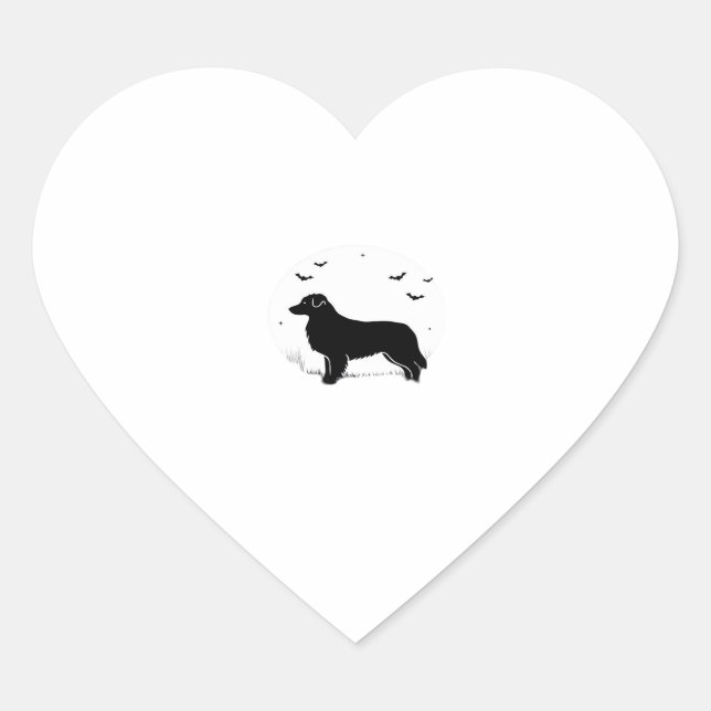 Australian Shepherd Dog � Halloween Moon Silhouett Heart Sticker (Front)