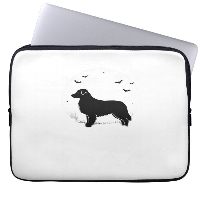 Australian Shepherd Dog – Halloween Moon Silhouett Laptop Sleeve (Front)