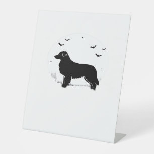 Australian Shepherd Dog � Halloween Moon Silhouett Pedestal Sign