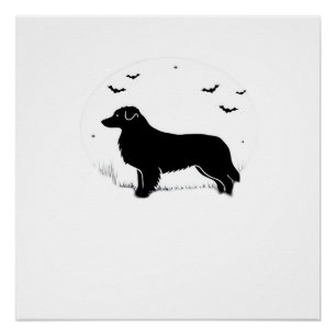 Australian Shepherd Dog � Halloween Moon Silhouett Poster