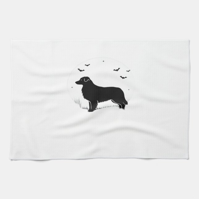 Australian Shepherd Dog � Halloween Moon Silhouett Tea Towel (Horizontal)