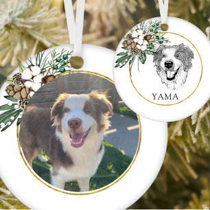 Australian Shepherd Dog Hand Drawing Personalised Ceramic Tree Decoration