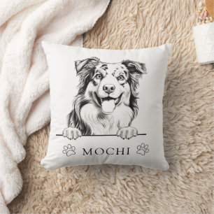 Australian Shepherd Dog Hand Drawing Personalised  Cushion