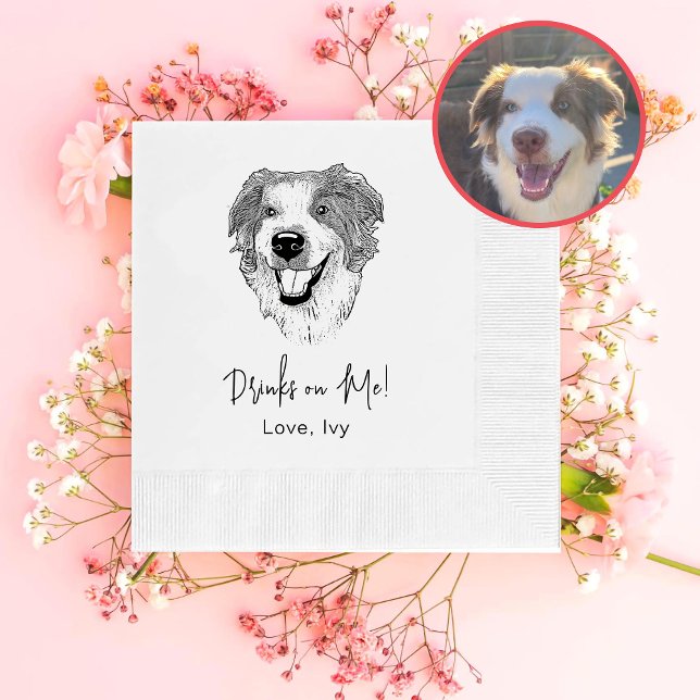 Australian Shepherd Dog Hand Drawing Personalised Napkin (Creator Uploaded)