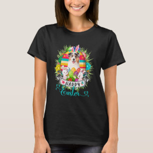 Australian Shepherd Dog In Easter Eggs Basket Happ T-Shirt