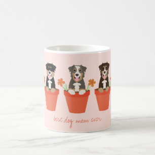 Australian Shepherd Dog In Flower Pot Coffee Mug