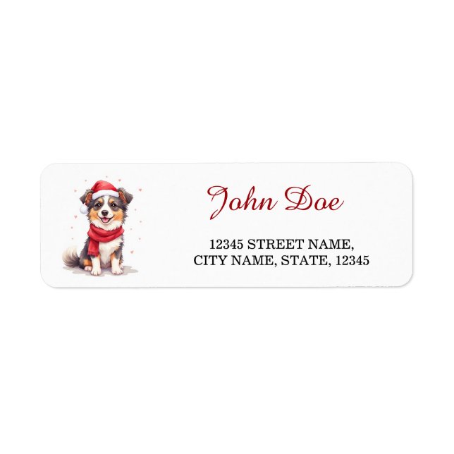 Australian Shepherd Dog in Santa Hat Christmas (Front)