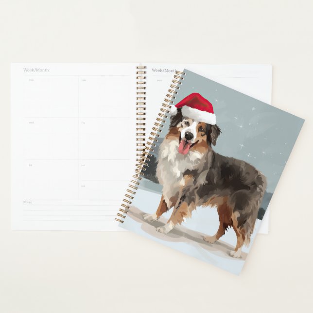 Australian Shepherd Dog in Snow Christmas  Planner (Display)