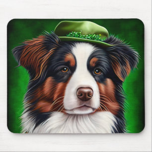 Australian Shepherd dog in St. Patrick's Day Dress Mouse Mat