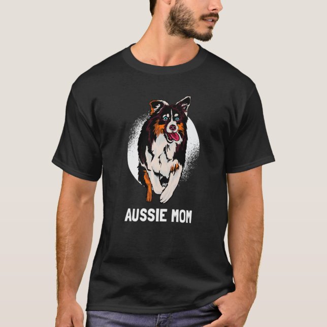 Australian Shepherd Dog Lover Aussie Mom Premium T-Shirt (Front)