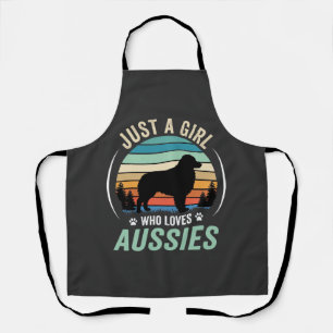 Australian Shepherd Dog Lover Retro Sunset Aussies Apron