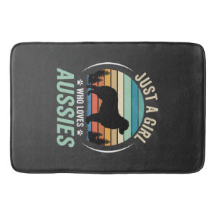 Australian Shepherd Dog Lover Retro Sunset Aussies Bath Mat