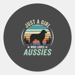 Australian Shepherd Dog Lover Retro Sunset Aussies Classic Round Sticker