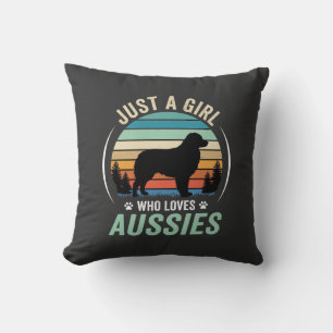 Australian Shepherd Dog Lover Retro Sunset Aussies Cushion