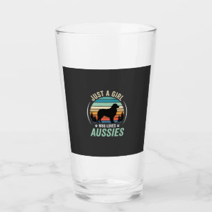 Australian Shepherd Dog Lover Retro Sunset Aussies Glass