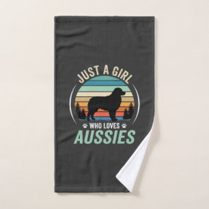 Australian Shepherd Dog Lover Retro Sunset Aussies Hand Towel