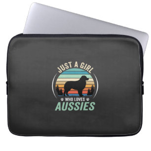 Australian Shepherd Dog Lover Retro Sunset Aussies Laptop Sleeve