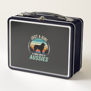 Australian Shepherd Dog Lover Retro Sunset Aussies Metal Lunch Box
