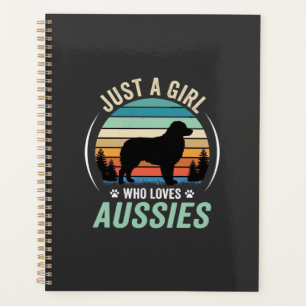 Australian Shepherd Dog Lover Retro Sunset Aussies Planner
