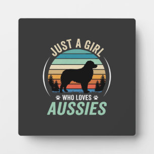 Australian Shepherd Dog Lover Retro Sunset Aussies Plaque