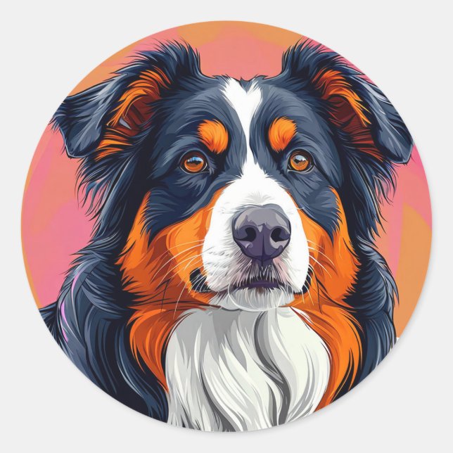Australian Shepherd dog Loyal Herding Breed Classic Round Sticker (Front)