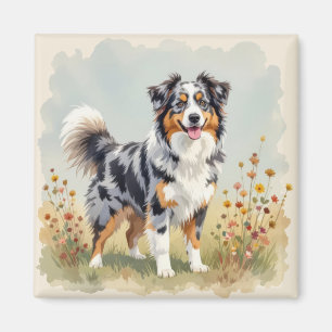 Australian Shepherd Dog Merle Long Tail Magnet