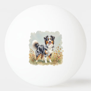 Australian Shepherd Dog Merle Long Tail Ping Pong Ball