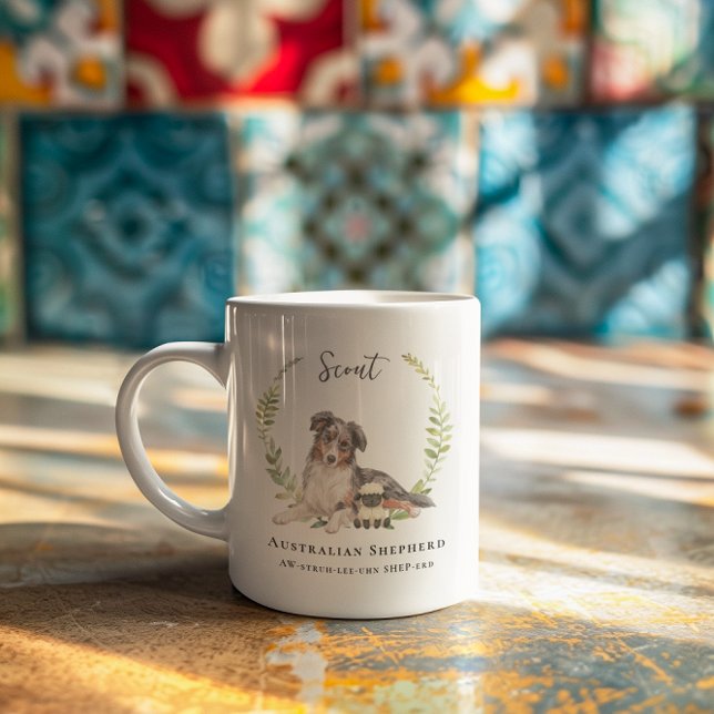 Australian Shepherd Dog | Monogram Coffee Mug (Creator Uploaded)