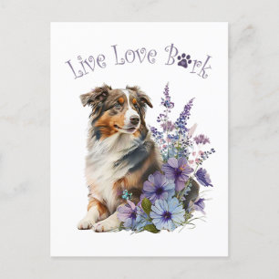 Australian Shepherd Dog Mum Floral Postcard