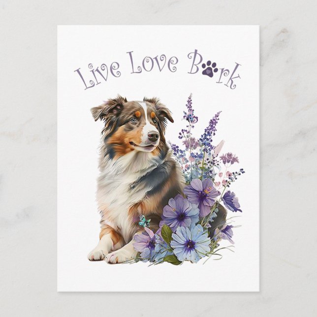 Australian Shepherd Dog Mum Floral Postcard (Front)
