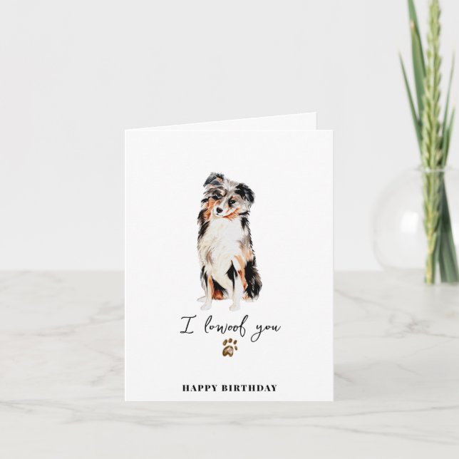 Australian Shepherd Dog Mum Puppy Pet Paw Birthday Card (Front)