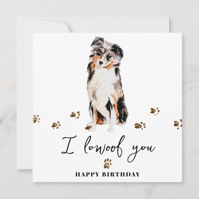 Australian Shepherd Dog Mum Puppy Pets Birthday Card (Front)
