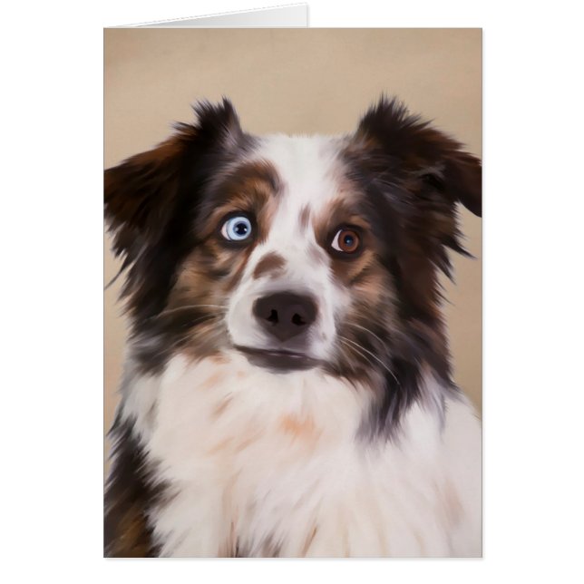 Australian Shepherd Dog Oil Painting Art (Front)