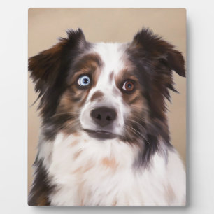 Australian Shepherd Dog Oil Painting Art Plaque