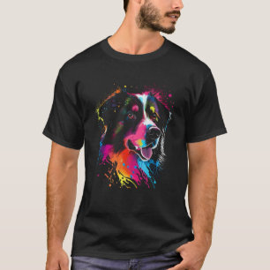 Australian Shepherd Dog Painting Watercolor Paint  T-Shirt