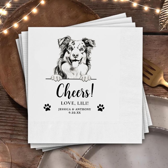 Australian Shepherd Dog Personalised Cheers Napkin (Creator Uploaded)