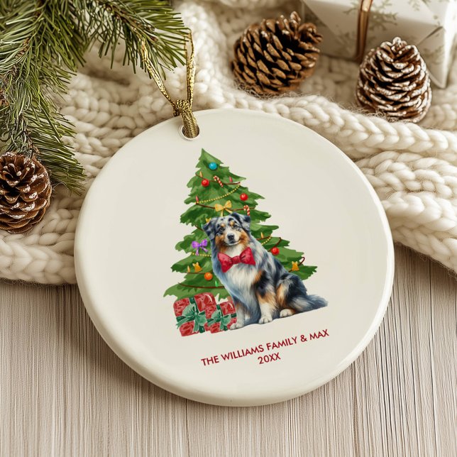 Australian Shepherd Dog Personalised Christmas Ceramic Tree Decoration (Creator Uploaded)