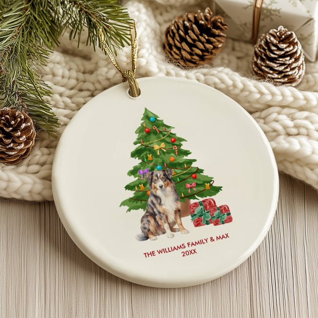 Australian Shepherd Dog Personalised Christmas Ceramic Tree Decoration (Creator Uploaded)