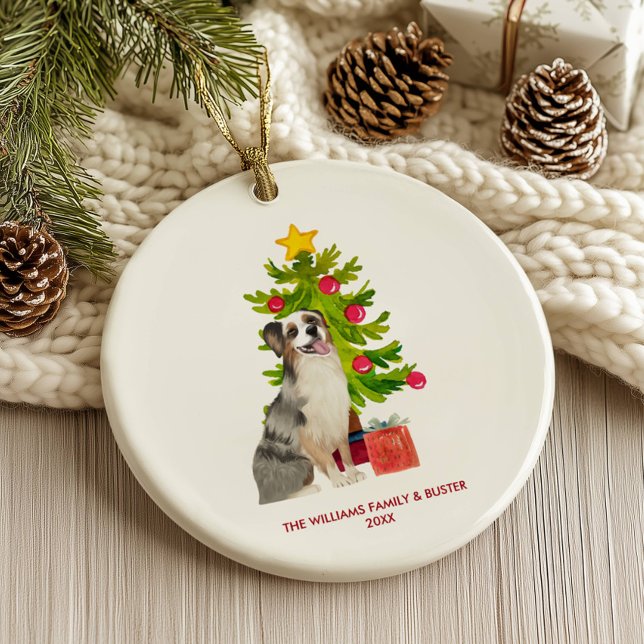 Australian Shepherd Dog Personalised Christmas Ceramic Tree Decoration (Creator Uploaded)