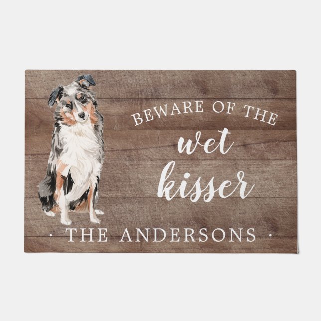 Australian Shepherd Dog Personalised Door Mat (Front)