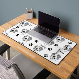 Australian Shepherd Dog Personalised Hand Drawing Desk Mat