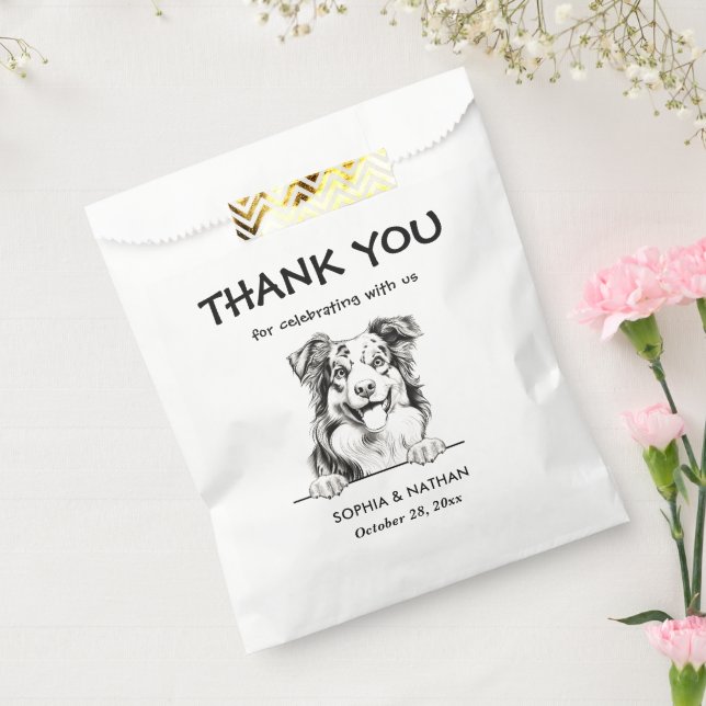Australian Shepherd Dog Personalised Thank You Favour Bags (Sealed)