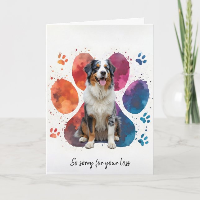 Australian Shepherd Dog Pet Sympathy Card (Front)