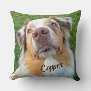 Australian Shepherd Dog Photo Personalized Name Cushion