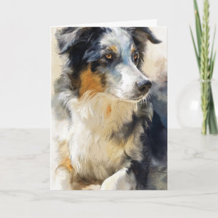 Australian shepherd dog portrait card
