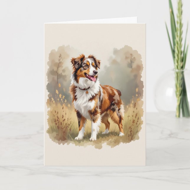 Australian Shepherd Dog Red Merle Aussie Card (Front)